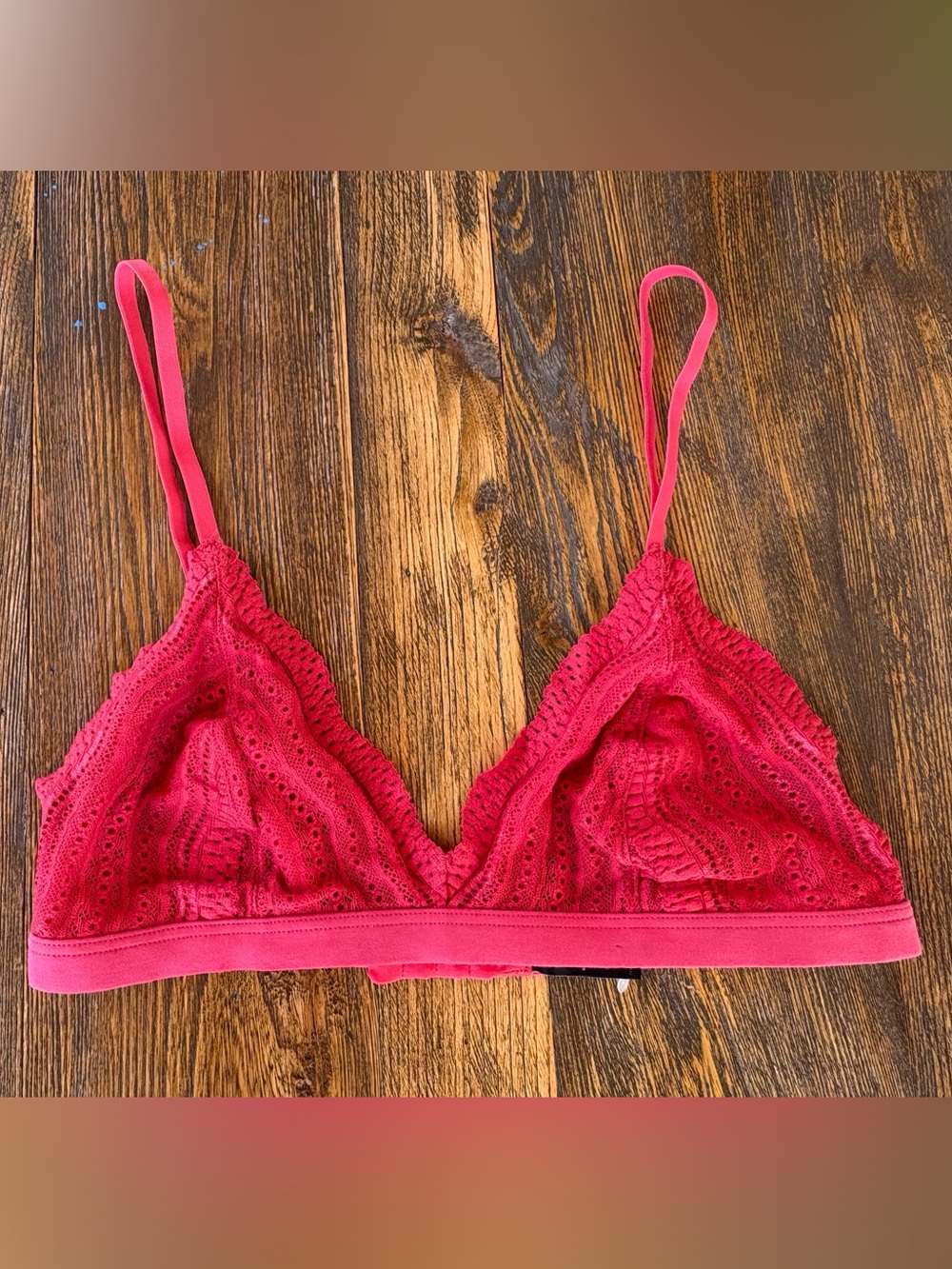 Cosabella Red Lace Bralette Size L Made in Italy Wireless Triangle Bra